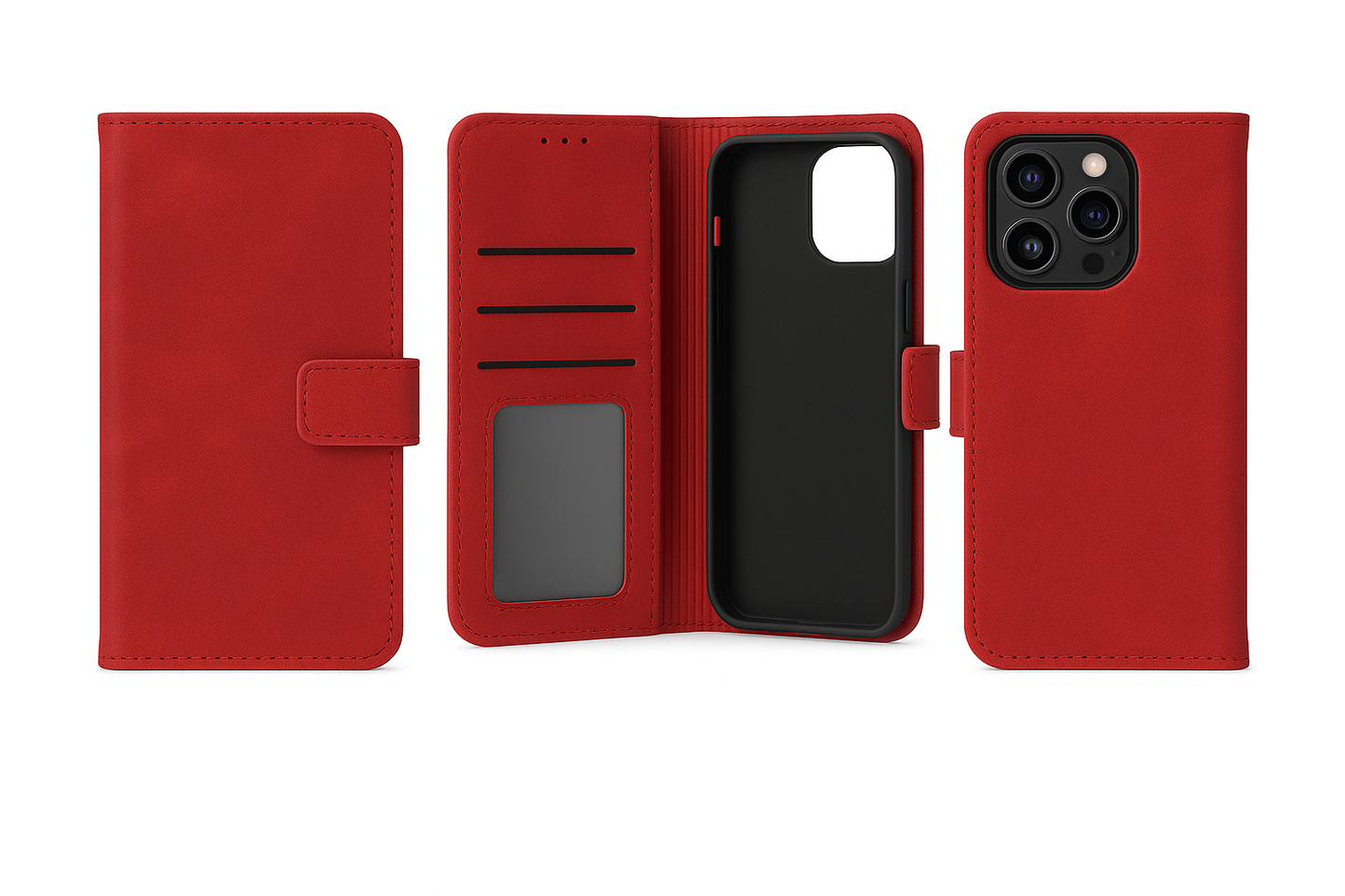 BitzShield Classic Wallet – PU Leather Flip Case for iPhone (Card Holder + Magnetic Closure)