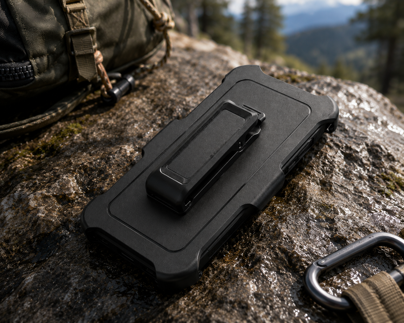 Rugged BitzShield Armor Series Defender Case designed for outdoor adventures