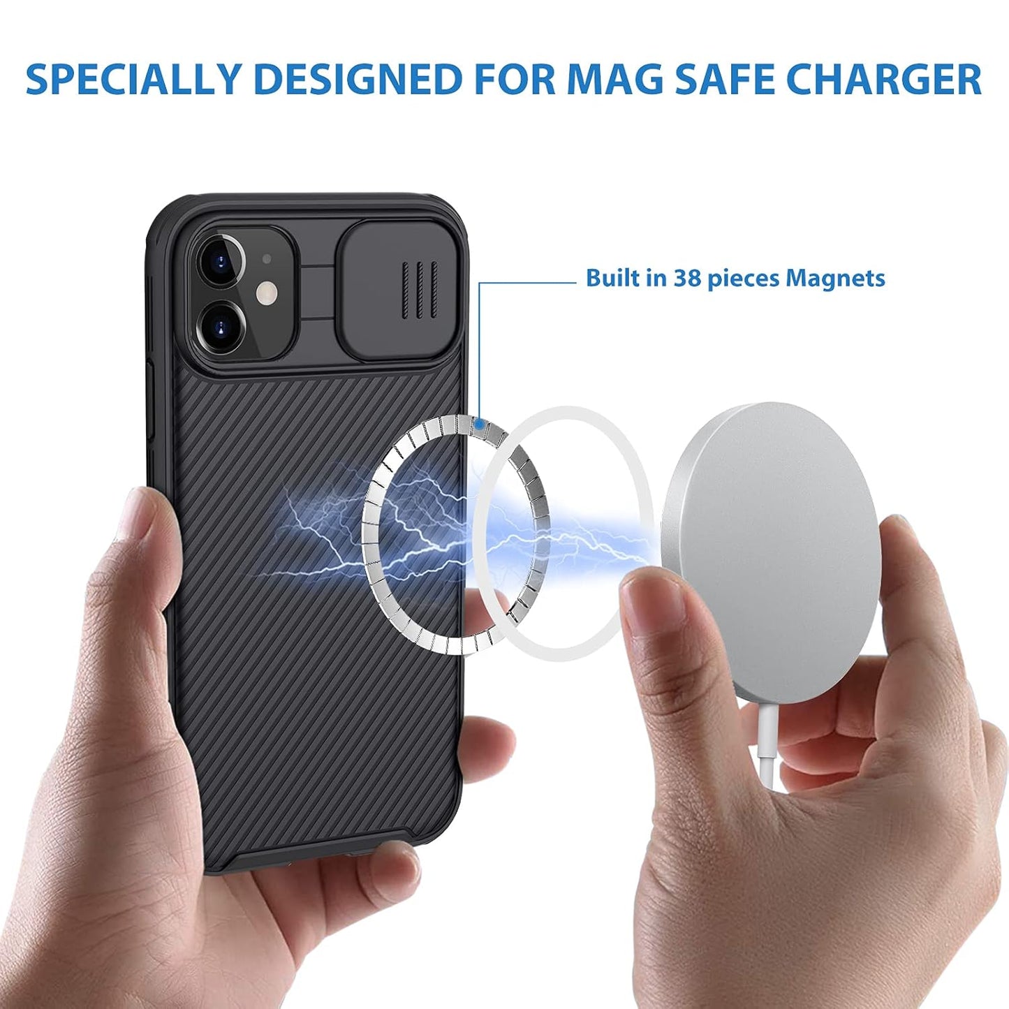 iPhone 11 Magnetic Ring Stand Case with Camera Slider
