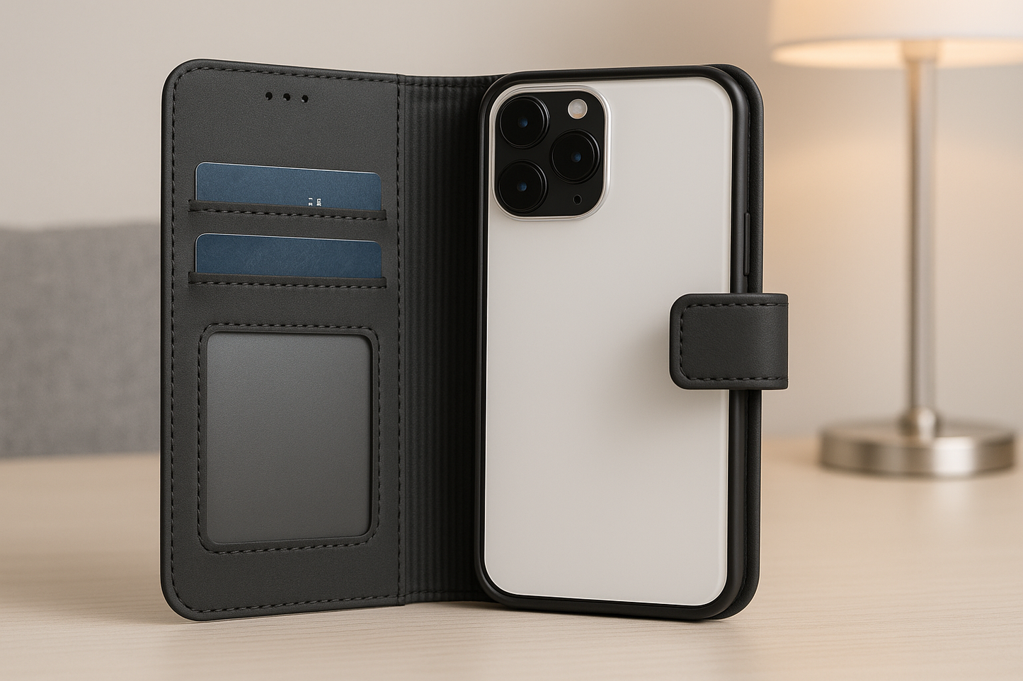 BitzShield Classic Wallet – PU Leather Flip Case for iPhone (Card Holder + Magnetic Closure)