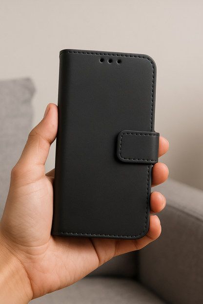 BitzShield Classic Wallet – PU Leather Flip Case for iPhone (Card Holder + Magnetic Closure)