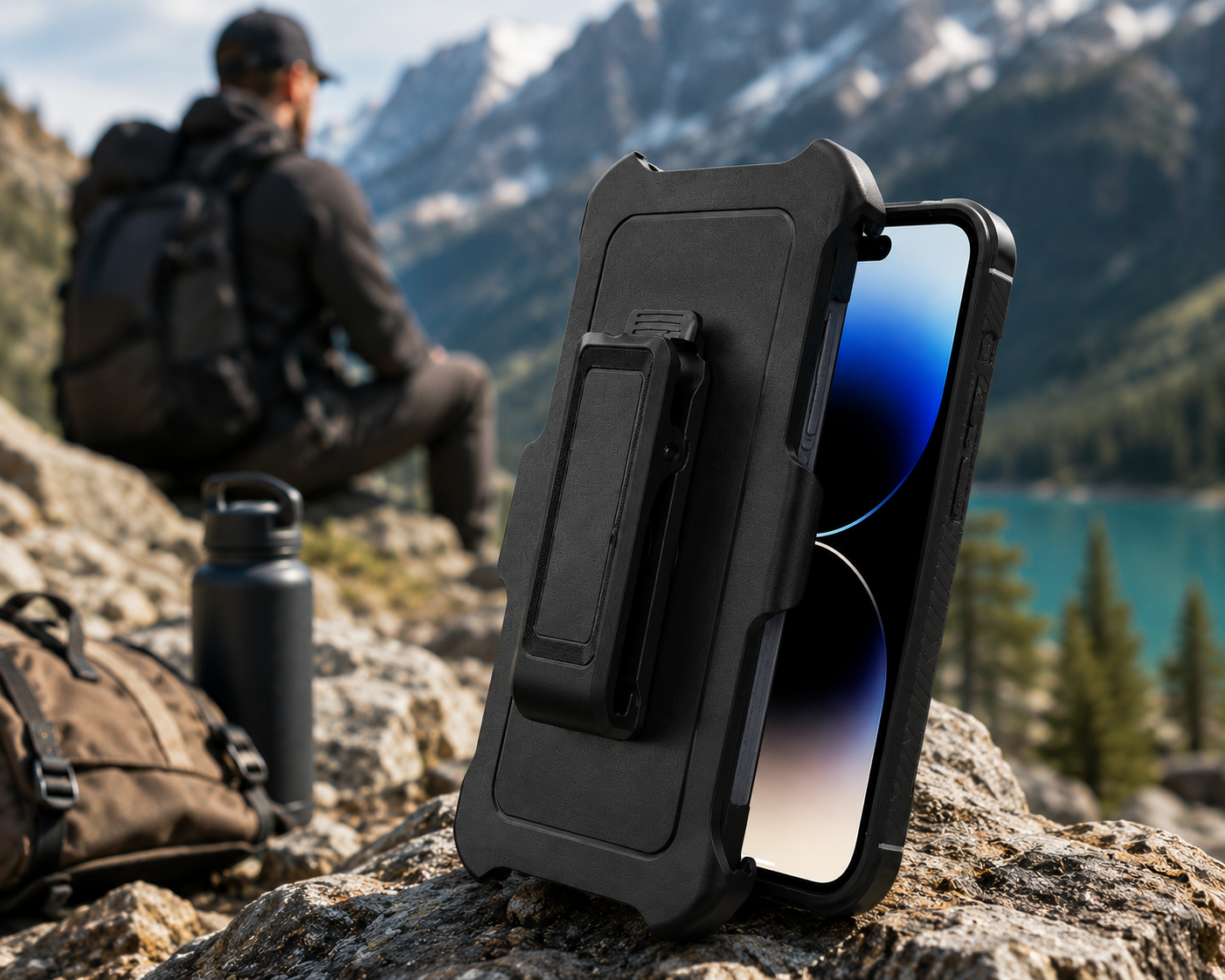 BitzShield Armor Series Defender Case used in an outdoor hiking environment