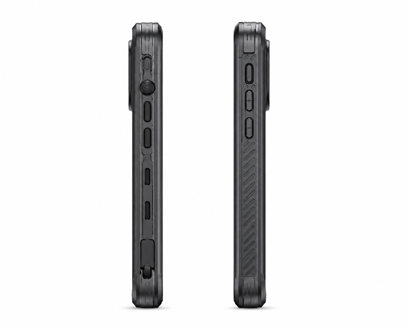 Side profile of BitzShield Armor Series Waterproof Case showing sealed waterproof design