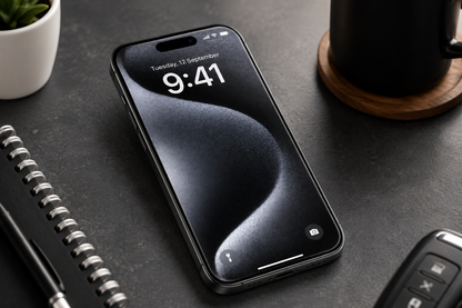 iPhone 15 Pro Max protected with BitzShield Clear Tempered Glass Screen Protector in everyday use
