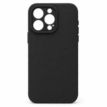Black BitzShield Flex Series Soft Silicone Case for iPhone 15 Pro Max with premium soft-touch finish