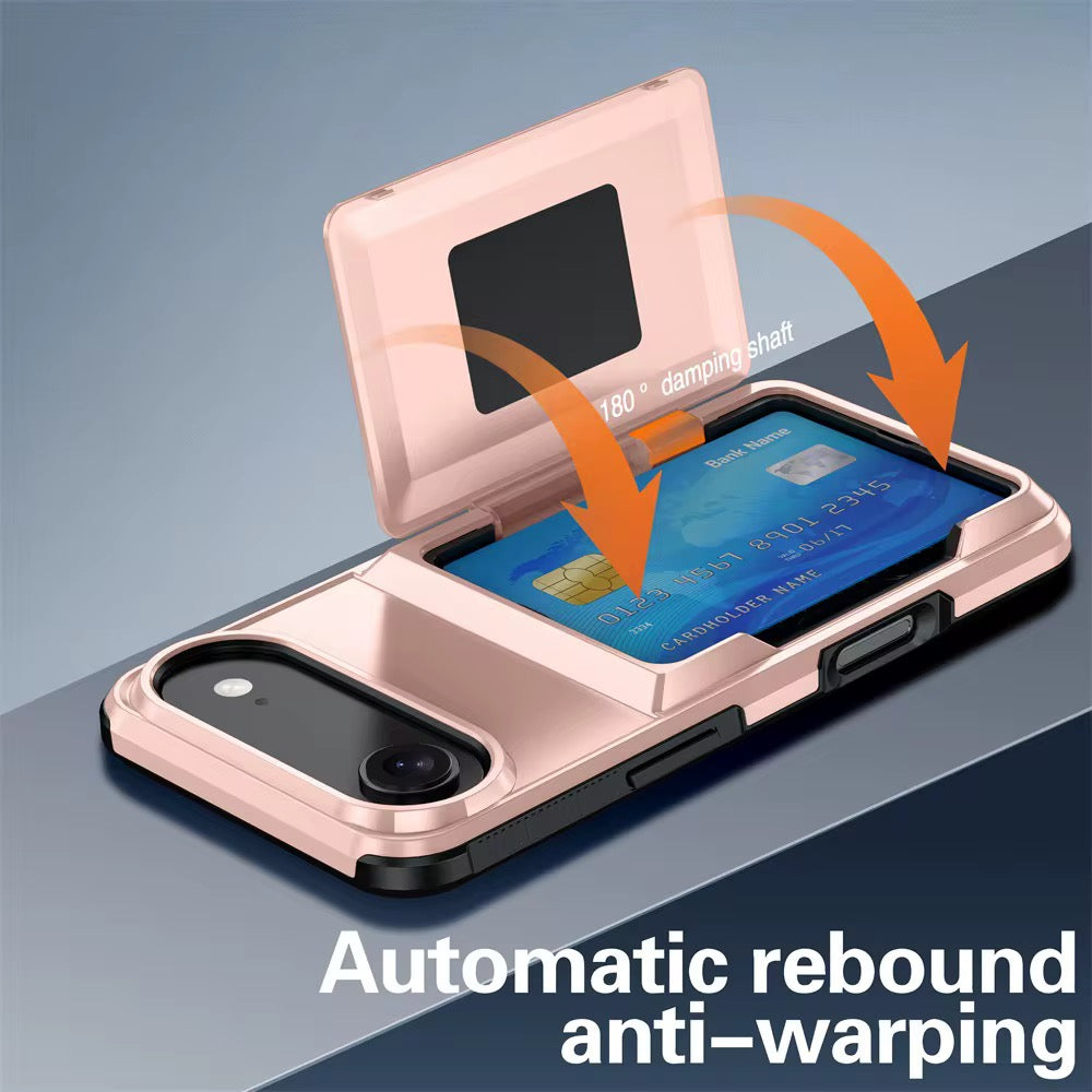 Rear view of BitzShield Go Wallet Series Case with rugged protection and storage compartment