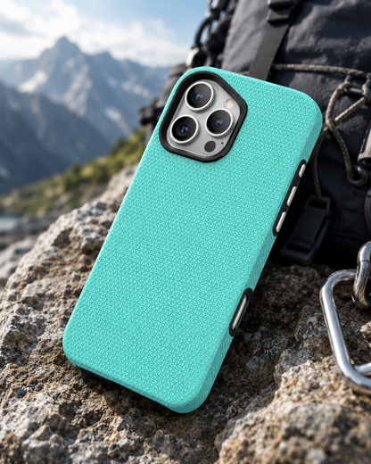 BitzShield Rugged Armor Case for iPhone 15 Pro Max in an outdoor adventure setting