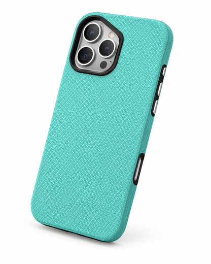 Rear view of BitzShield Rugged Armor Case for iPhone 15 Pro Max with textured geometric pattern