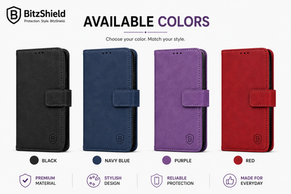 BitzShield wallet case available colors black navy purple red